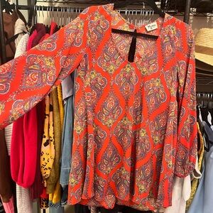 Vibrant Orange Paisley Women's Top